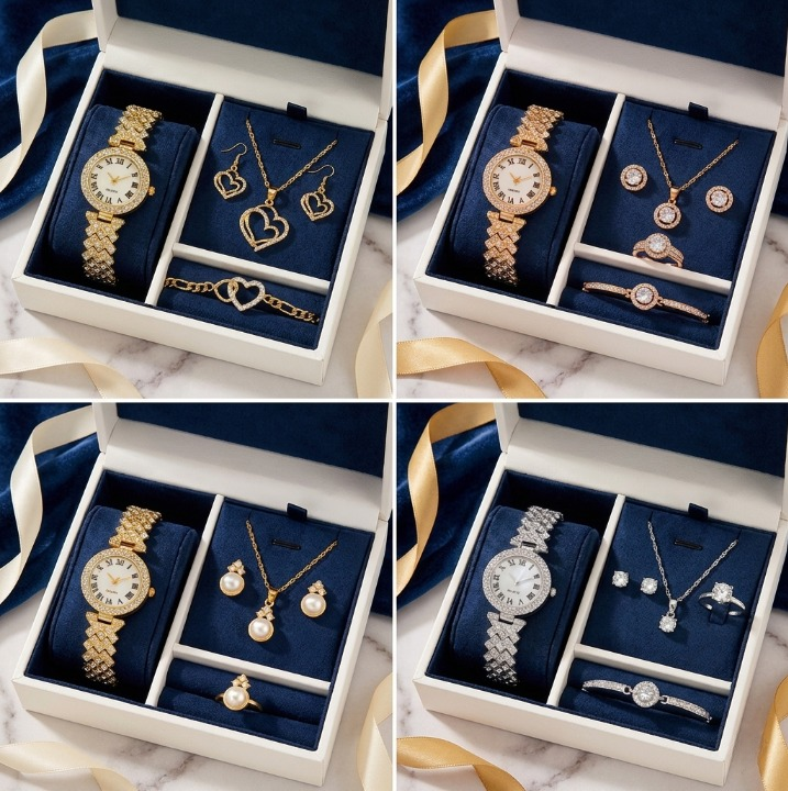 Kit Relógio com Jóias Feminino Luxo