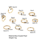 22pçs Conjunto De Anel De Prata Dourado Vintage Para Mulheres Conjunto De Anel De Dedo Joias Femininas Acessórios