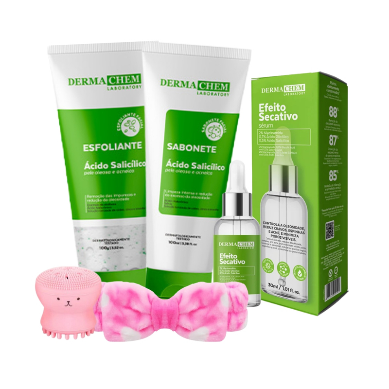 Kit Skincare Limpeza Pele Antioleosidade Pele Oleosa c/ Sérum Faixa e Esponja Promoção