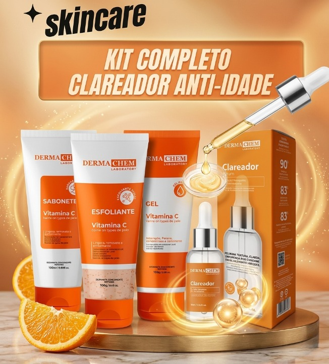 Kit Skincare Vitamina C Anti Idade e Clareador