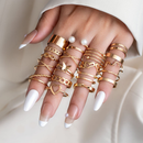 22pçs Conjunto De Anel De Prata Dourado Vintage Para Mulheres Conjunto De Anel De Dedo Joias Femininas Acessórios