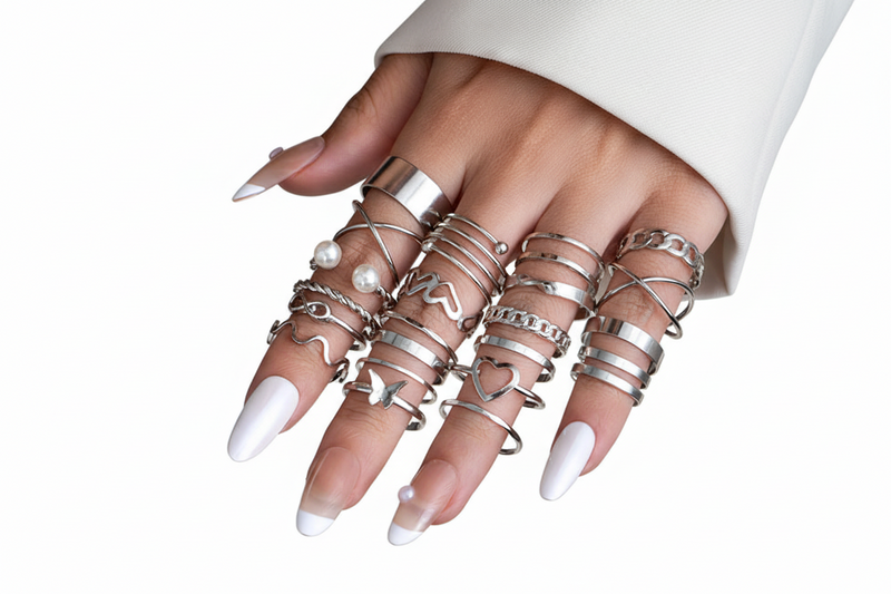 22pçs Conjunto De Anel De Prata Dourado Vintage Para Mulheres Conjunto De Anel De Dedo Joias Femininas Acessórios